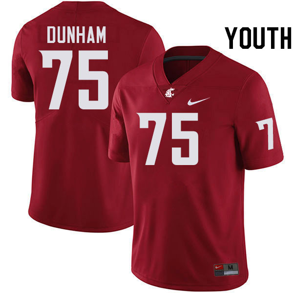 Youth #75 Noah Dunham Washington State Cougars College Football Jerseys Stitched-Crimson